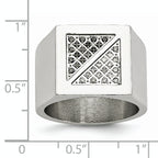 Stainless Steel Polished 1/4 Carat Black and White Diamond Ring