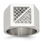 Stainless Steel Polished 1/4 Carat Black and White Diamond Ring
