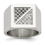 Stainless Steel Men's Ring with Black & White Diamonds Polished Elegance