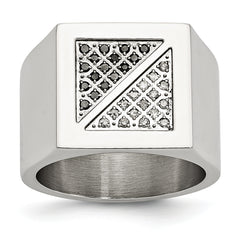 Stainless Steel Polished 1/4 Carat Black and White Diamond Ring