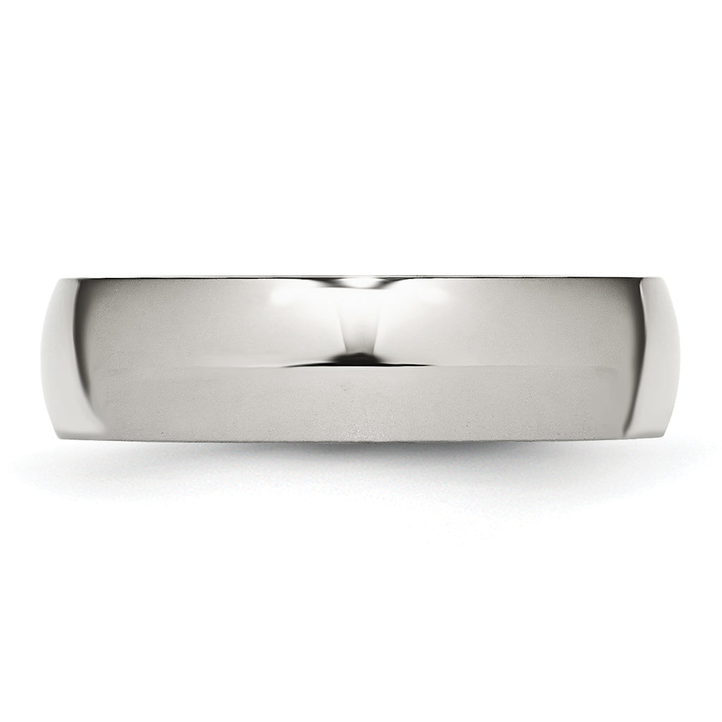 Comfort-Fit Half Round Wedding Band in Stainless Steel, 6mm