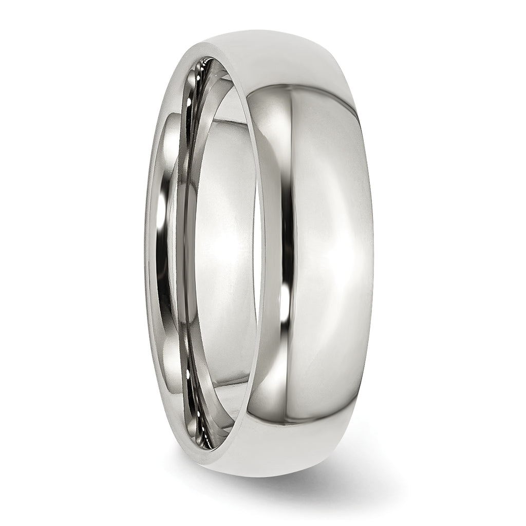 Comfort-Fit Half Round Wedding Band in Stainless Steel, 6mm