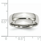 Comfort-Fit Half Round Wedding Band in Stainless Steel, 6mm