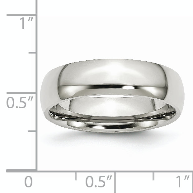 Comfort-Fit Half Round Wedding Band in Stainless Steel, 6mm