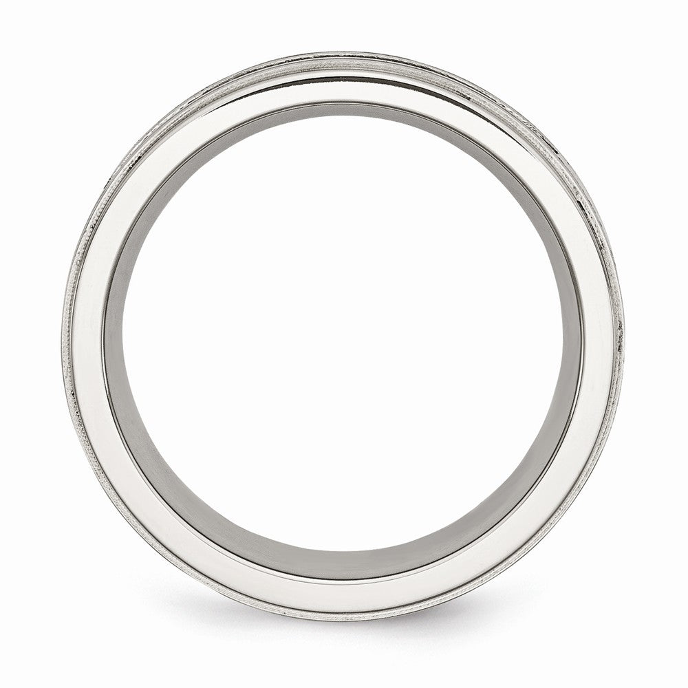 Sophia Jewelers Stainless Steel Wedding Band with Black Diamonds Engravable 9mm