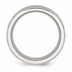 Sophia Jewelers Stainless Steel Wedding Band with Black Diamonds Engravable 9mm