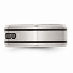 Sophia Jewelers Stainless Steel Wedding Band with Black Diamonds Engravable 9mm