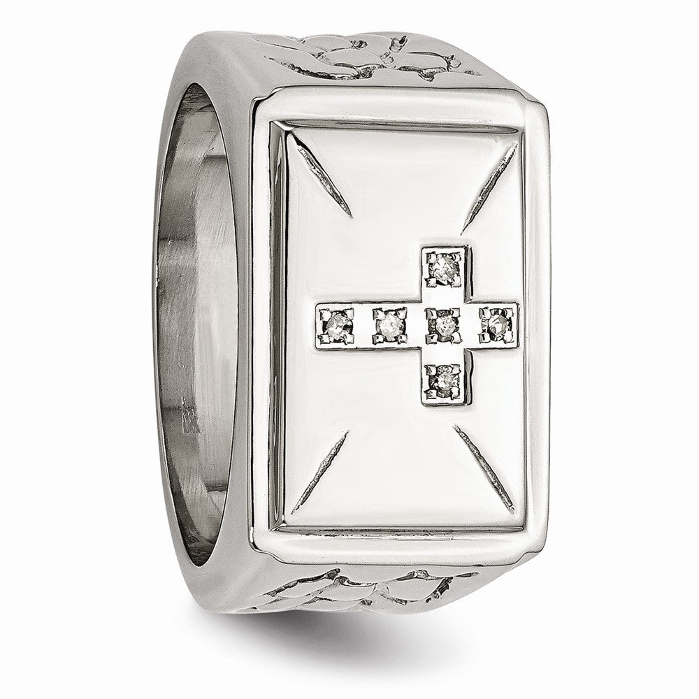 Sophia Jewelers Stainless Steel Diamond Themed Ring with Polished Finish