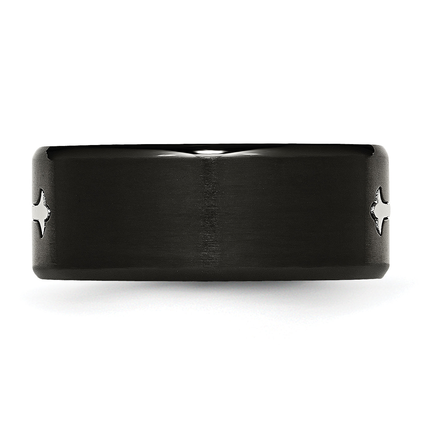 Stainless Steel Brushed Black IP-plated with Cross 9mm Band