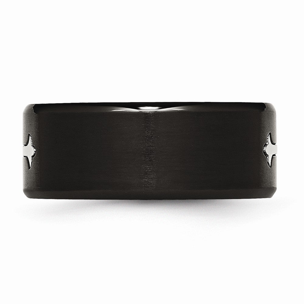 Sophia Jewelers Black IP-Plated Stainless Steel 9mm Cross Wedding Band
