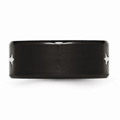 Stainless Steel Brushed Black IP-plated with Cross 9mm Band