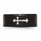 Sophia Jewelers Black IP-Plated Stainless Steel 9mm Cross Wedding Band