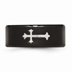 Sophia Jewelers Black IP-Plated Stainless Steel 9mm Cross Wedding Band