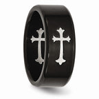 Sophia Jewelers Black IP-Plated Stainless Steel 9mm Cross Wedding Band