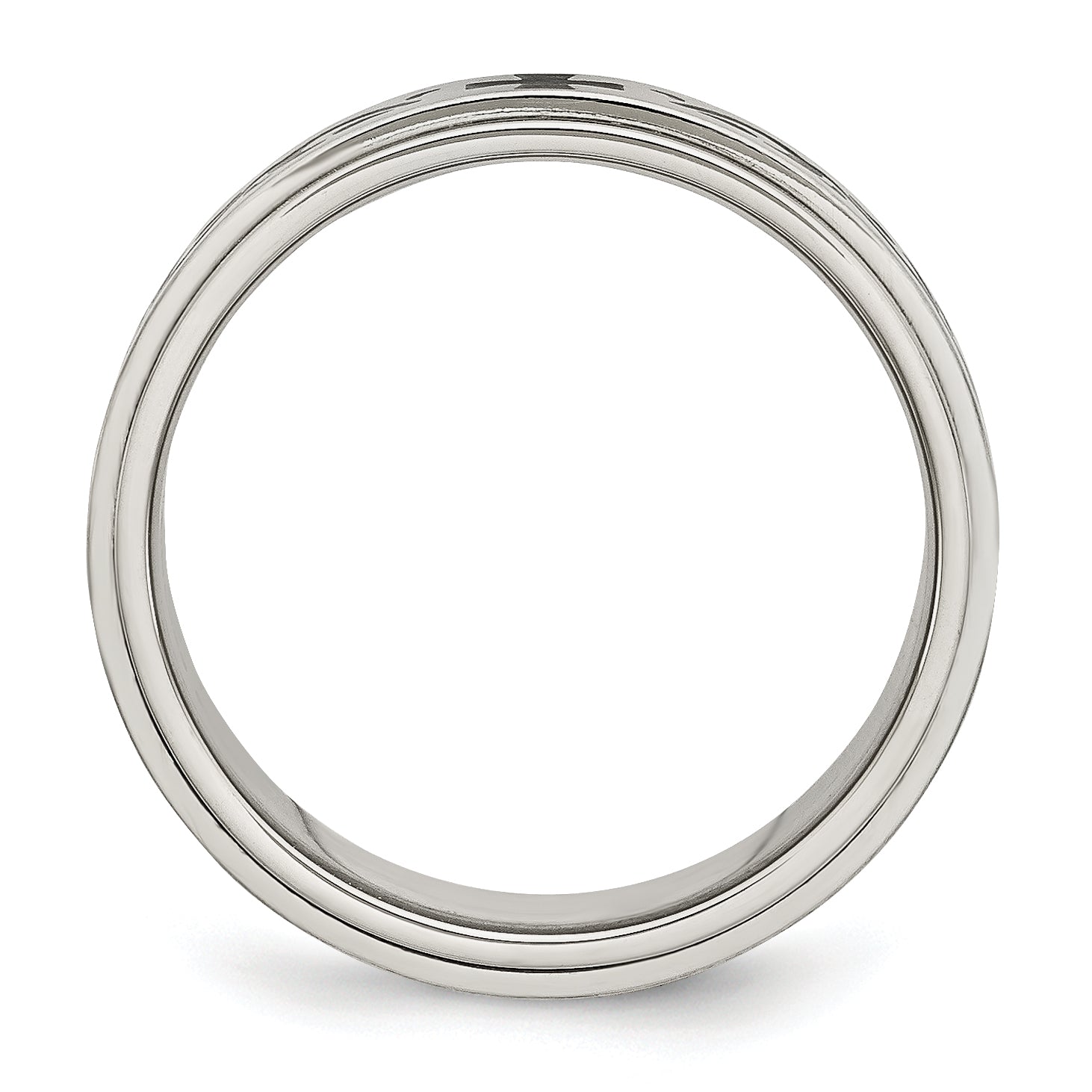 Stainless Steel Brushed and Polished Enamel Rotating Swirl Design 8mm Band