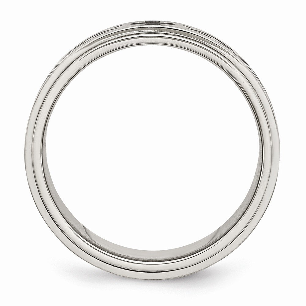 Stainless Steel Enamel Swirl 8mm Wedding Band with Polished Brushed Finish Secondary image