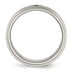 Stainless Steel Brushed and Polished Enamel Rotating Swirl Design 8mm Band