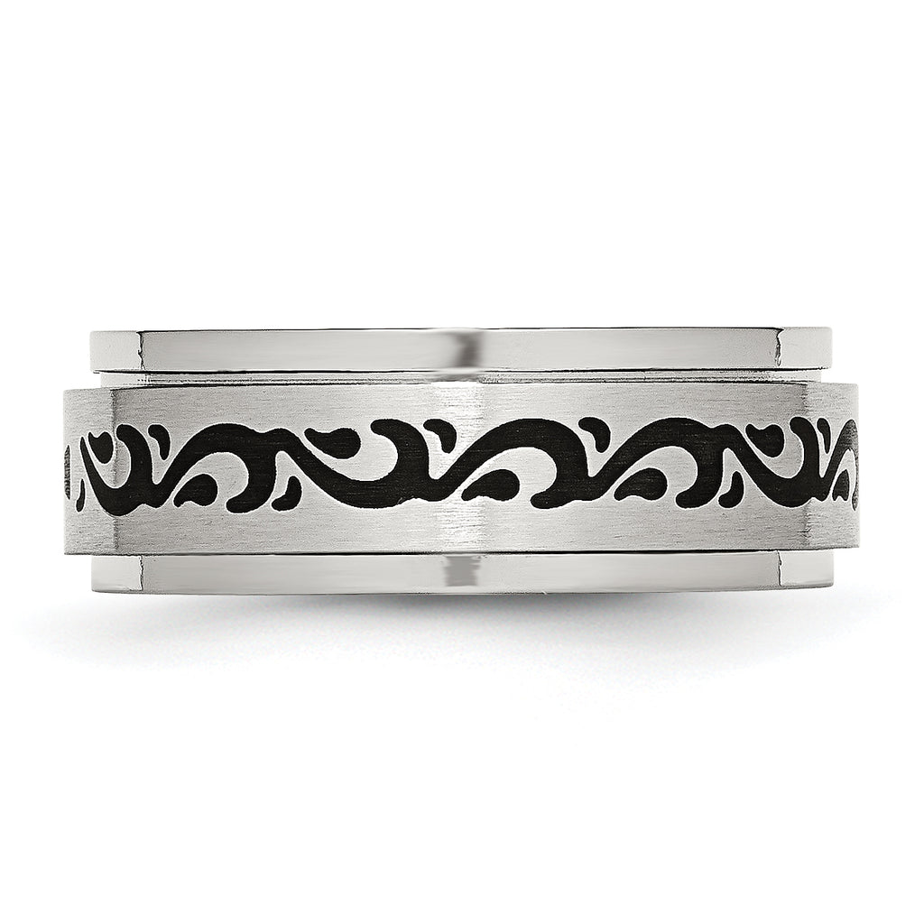 Rotating Swirl Wedding Band in Stainless Steel, 8mm