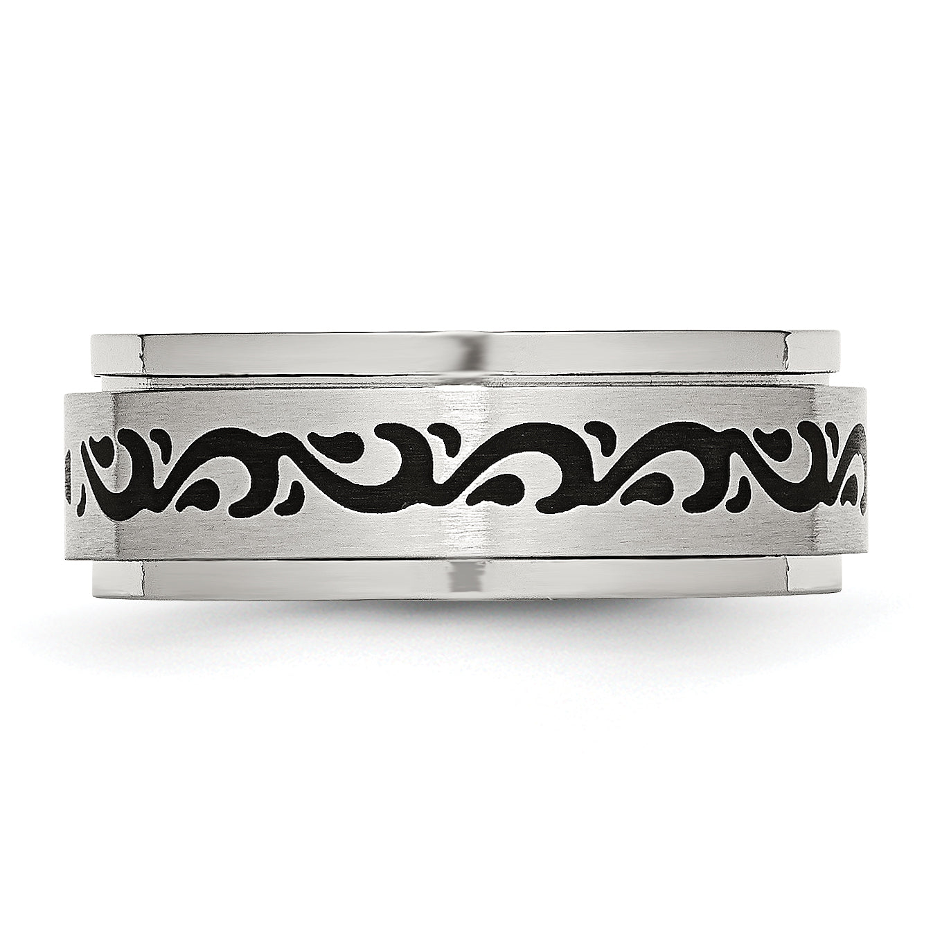Rotating Swirl Wedding Band in Stainless Steel, 8mm