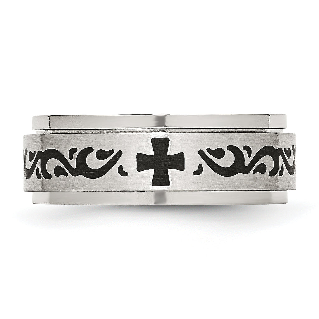 Rotating Swirl Wedding Band in Stainless Steel, 8mm
