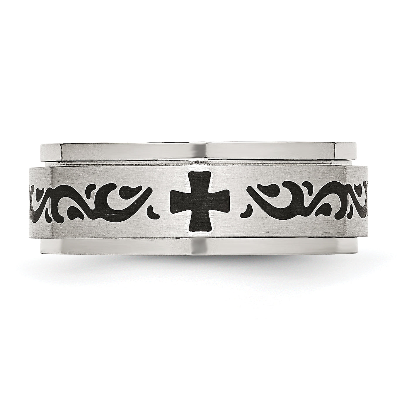 Rotating Swirl Wedding Band in Stainless Steel, 8mm