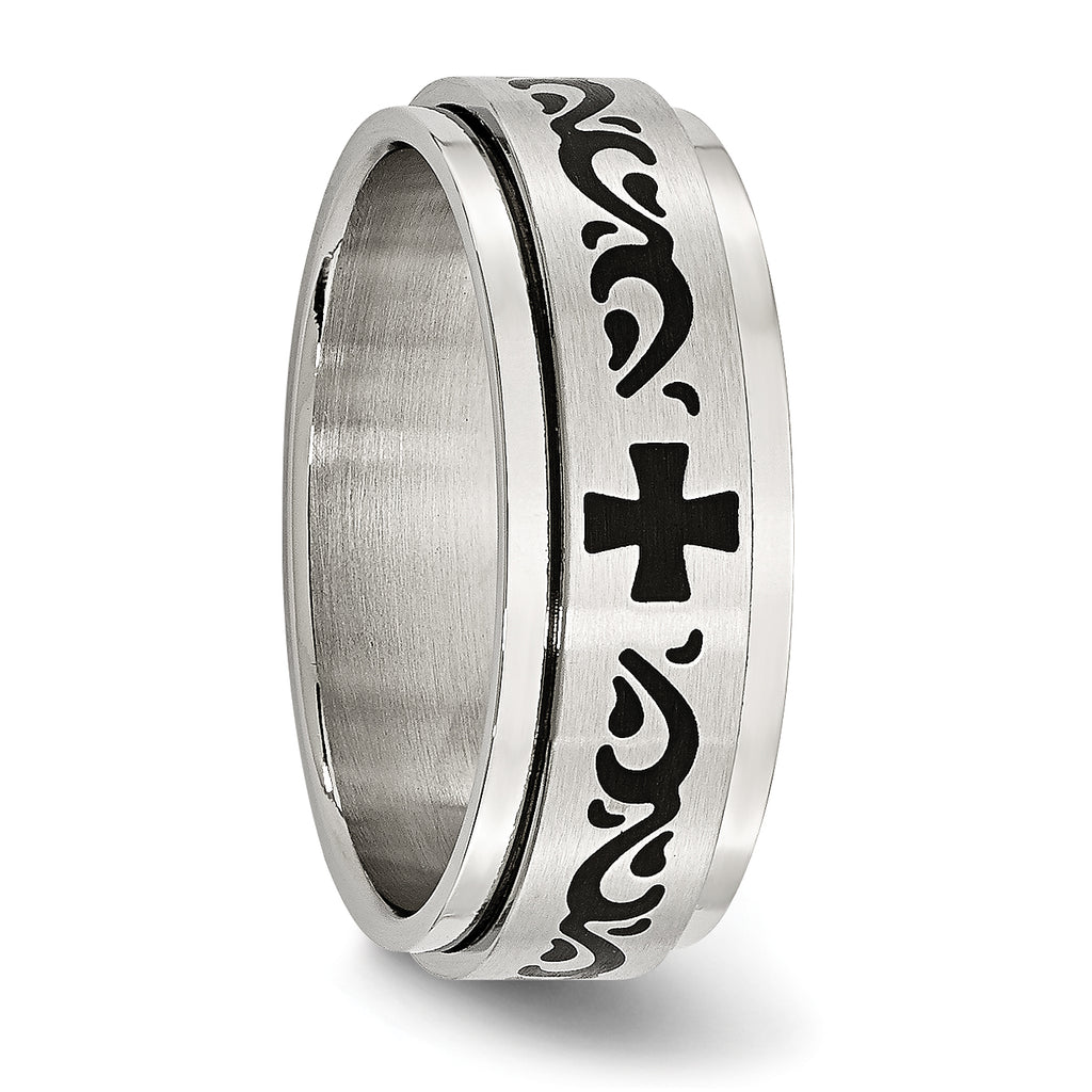 Rotating Swirl Wedding Band in Stainless Steel, 8mm