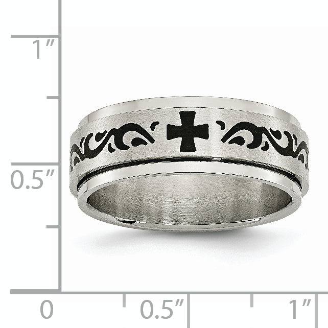 Rotating Swirl Wedding Band in Stainless Steel, 8mm