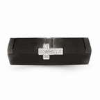 Stainless Steel Diamond Cross Ring with Black IP Plating, Engravable, Polished Finish