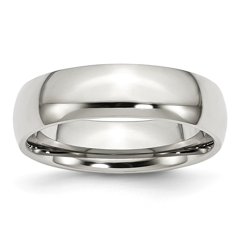 Comfort-Fit Half-Round Wedding Band in Stainless Steel, 6mm