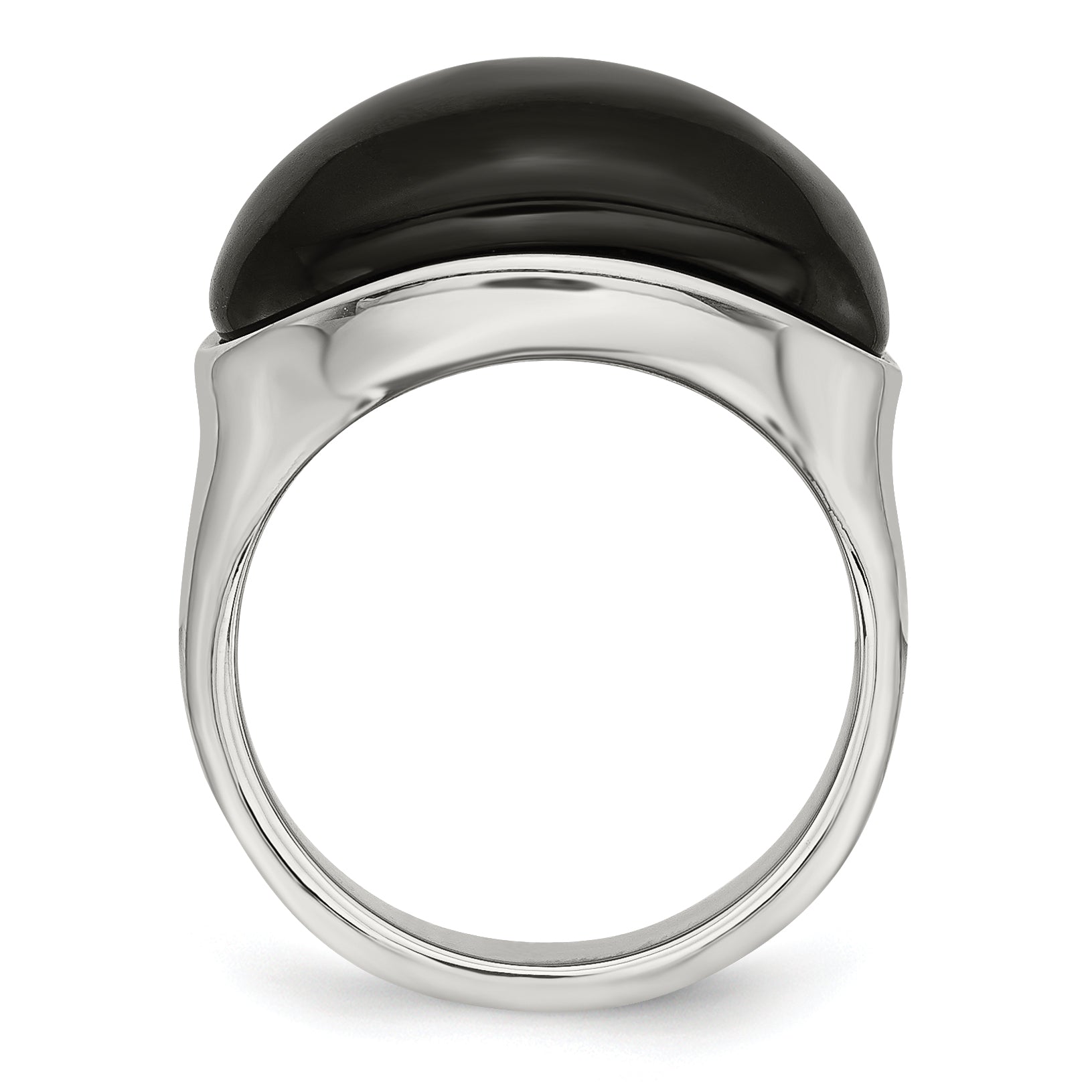 Black Glass Ring in Stainless Steel Secondary image