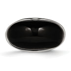 Black Glass Ring in Stainless Steel