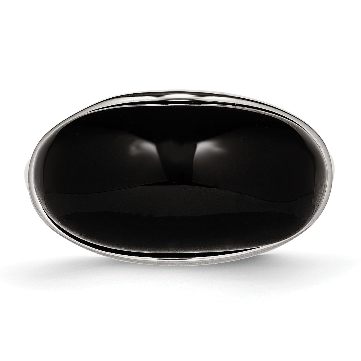 Black Glass Ring in Stainless Steel