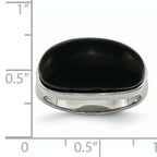 Black Glass Ring in Stainless Steel
