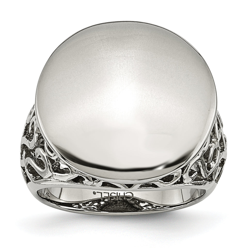 Stainless Steel Polished Circle Size 9 Ring