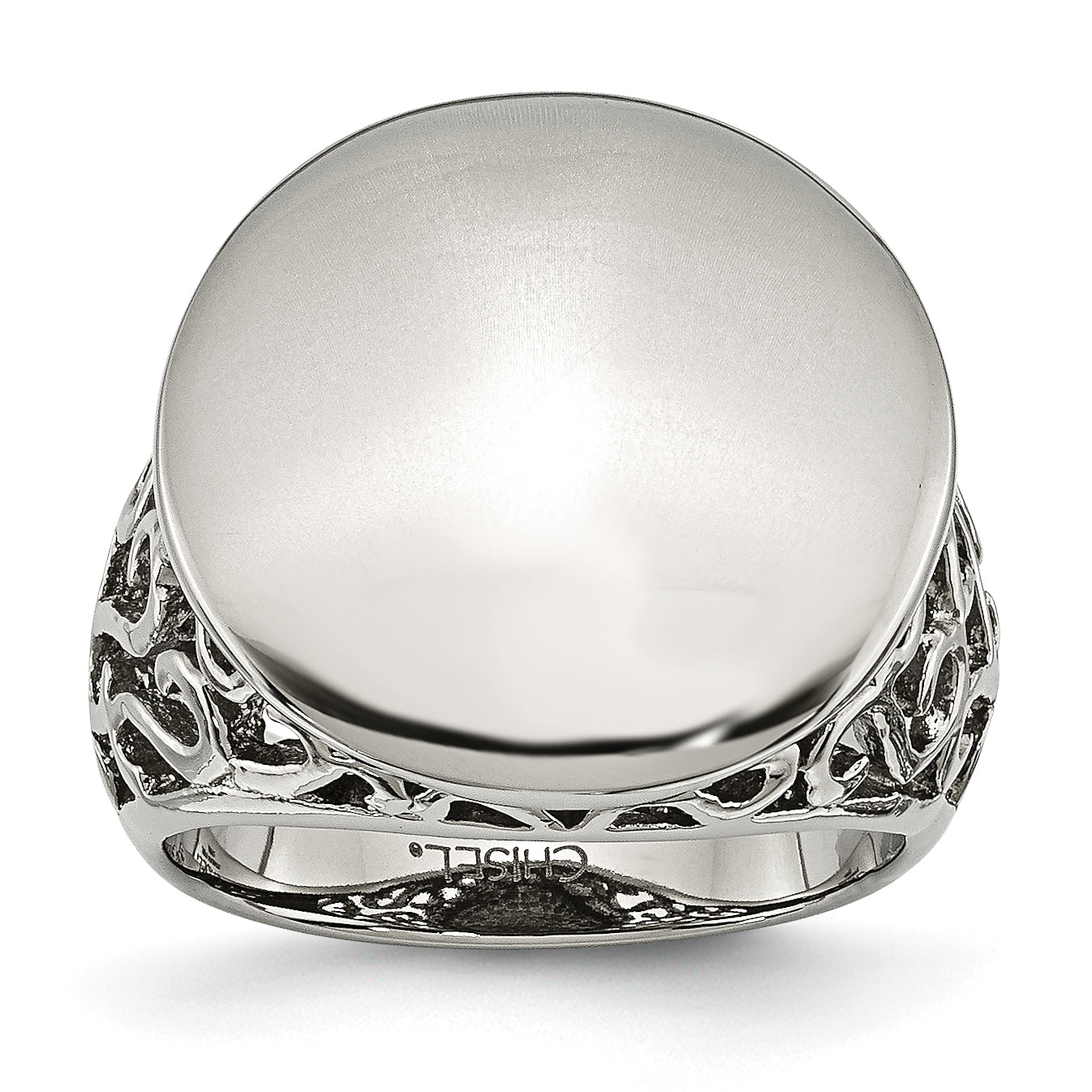 Stainless Steel Polished Circle Size 9 Ring