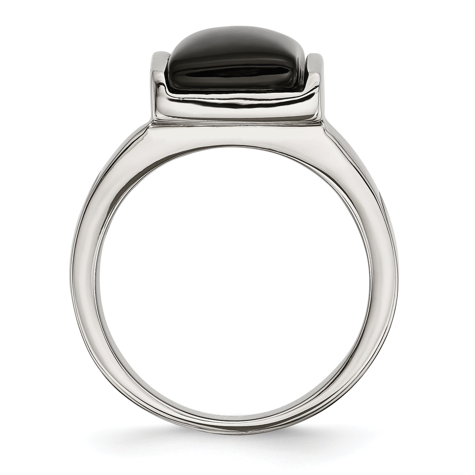 Stainless Steel Black Glass Ring Secondary image