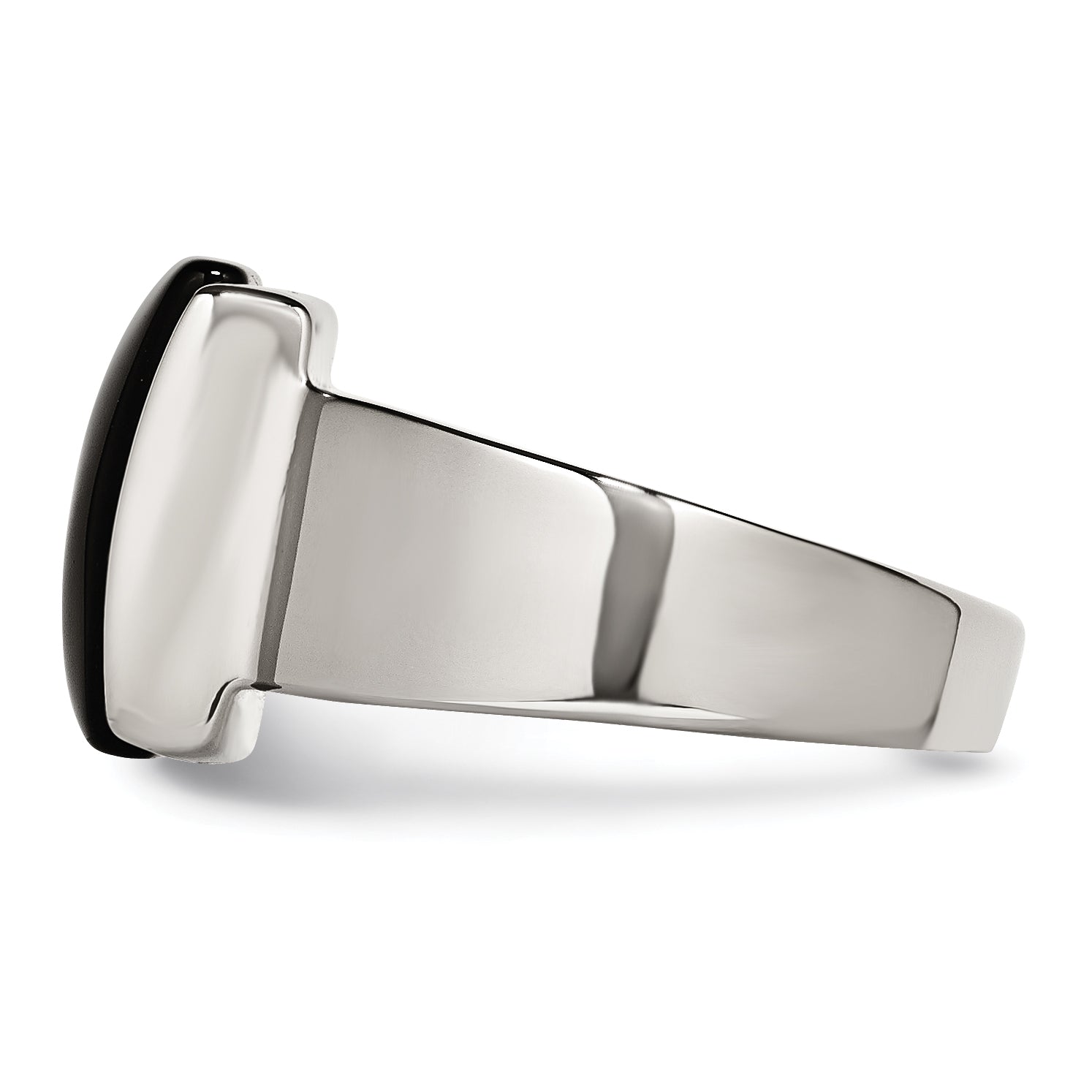 Stainless Steel Black Glass Ring