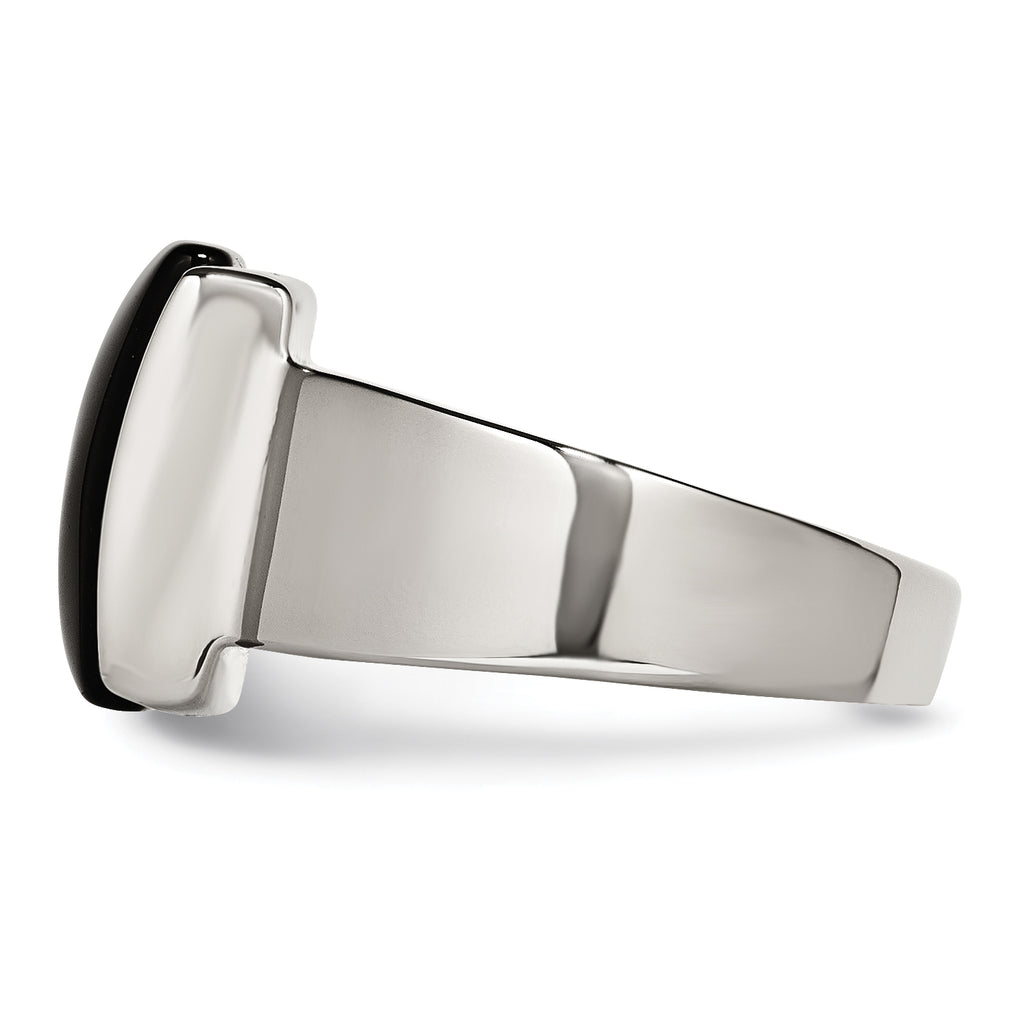 Stainless Steel Black Glass Ring