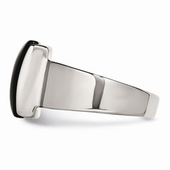 Sophia Jewelers Polished Stainless Steel Fashion Ring with Black Glass Accent - 7 - 7