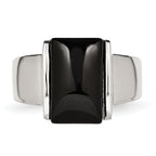 Stainless Steel Black Glass Ring