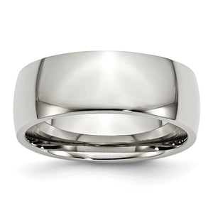 Chisel Stainless Steel Polished 8mm Half Round Band, Size 6–13 - Sophia Jewelers