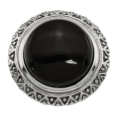 Sophia Jewelers Stainless Steel Fashion Ring with Black Glass and Textured Edge - 7 - 7
