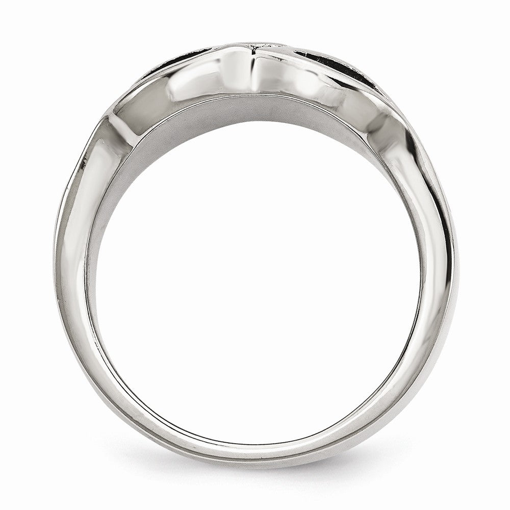 Stainless Steel Cross Ring with Polished Antiqued Finish Unisex Themed