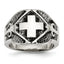 Stainless Steel Cross Ring with Polished Antiqued Finish Unisex Themed