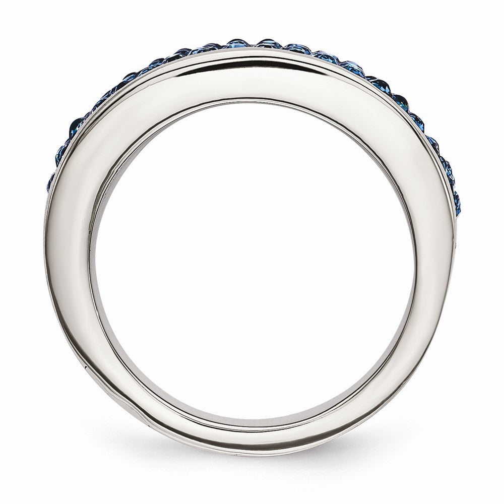 Blue Crystal Ring in Stainless Steel