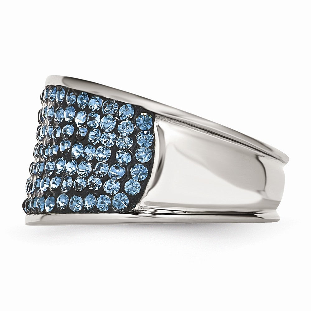 Blue Crystal Ring in Stainless Steel