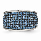 Blue Crystal Ring in Stainless Steel