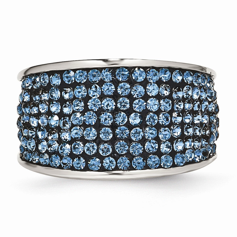 Blue Crystal Ring in Stainless Steel