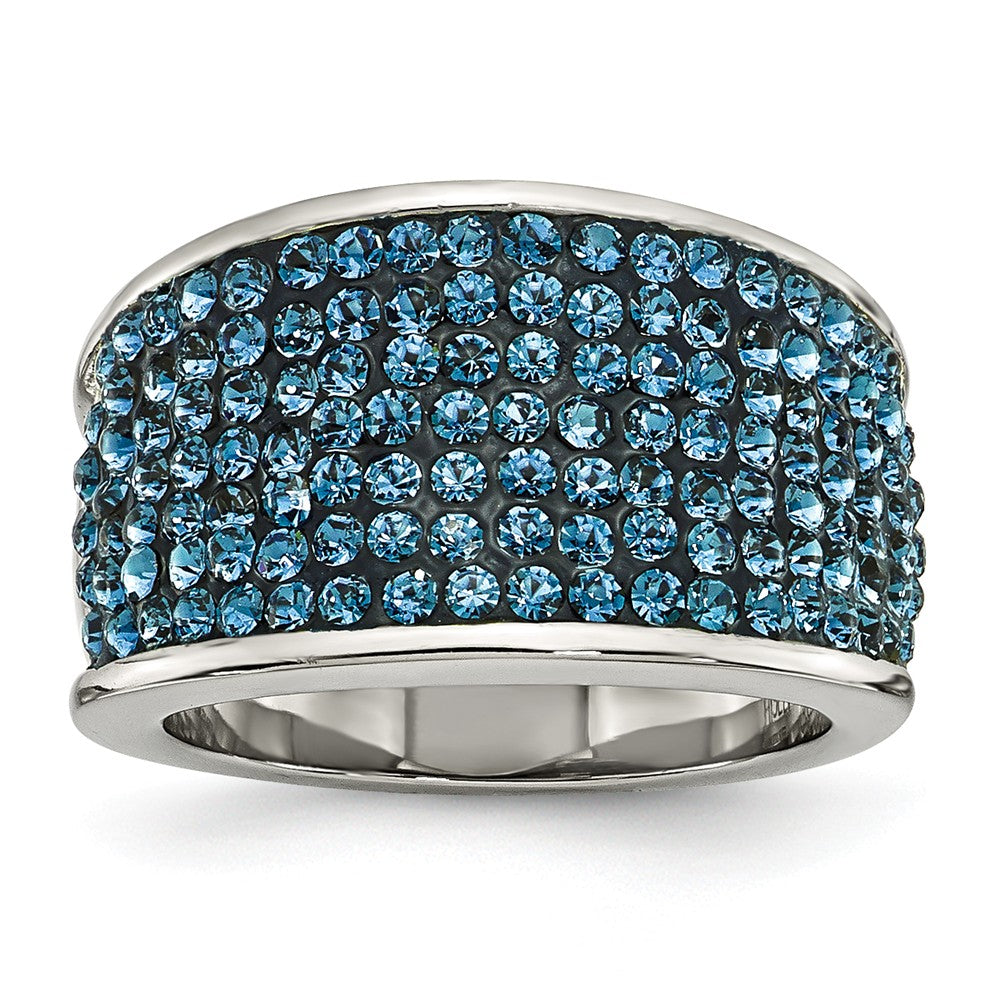 Blue Crystal Ring in Stainless Steel