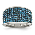 Blue Crystal Ring in Stainless Steel